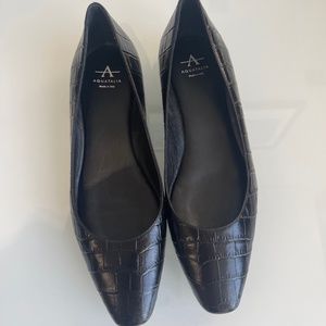 New Without Box Aquatalia 'Marcella' Ballerina Flats in Black Leather Size 8